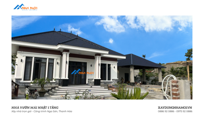 Hình ảnh thực tế: Nhà vườn mái nhật 1 tầng 150m2 tại Thanh Hóa