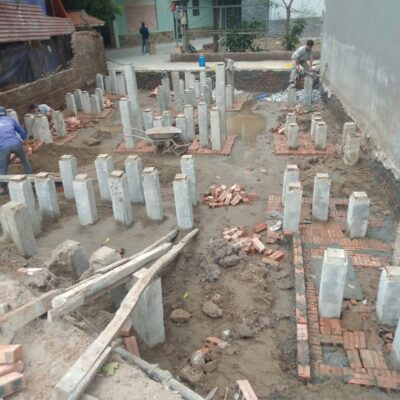 Thi công ép cọc móng 2 Thi công ép cọc móng 2