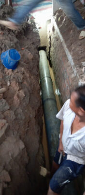 Lắp đặt đường ống thoát nước kích thước lớn ngay từ khi xây thô công trình Chung cư mini Yên Xá (Nhà Mới thi công)