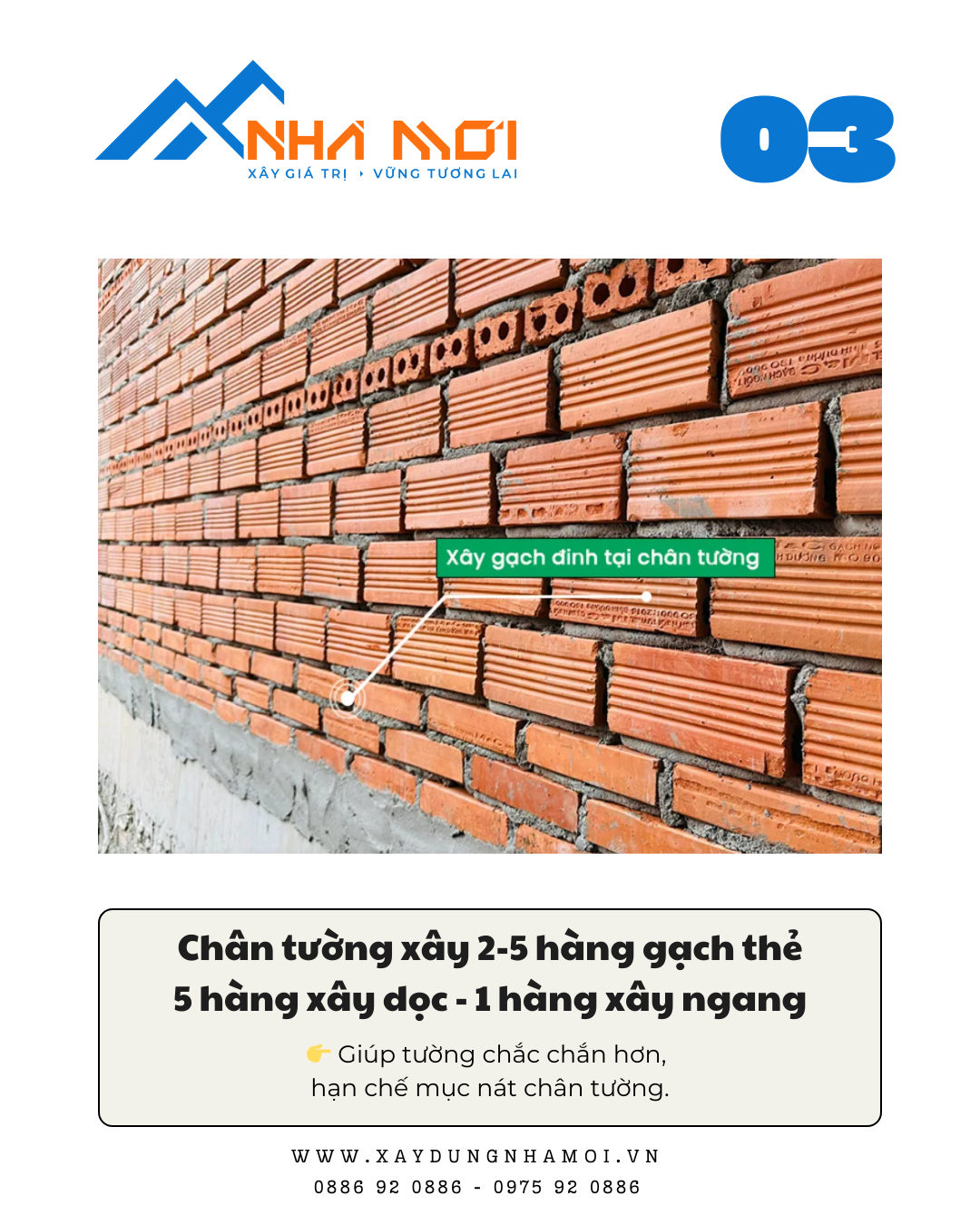 Xây gạch thẻ chân tường giúp hạn chế mục nát chân tường Xây gạch thẻ chân tường giúp hạn chế mục nát chân tường