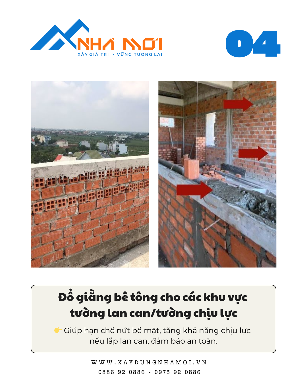 Đổ giằng bê tông tường giúp tăng khả năng chịu lực Đổ giằng bê tông tường giúp tăng khả năng chịu lực