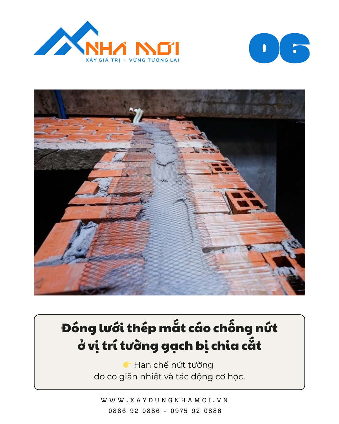 Đóng lưới thép mắt cáo trên tường hạn chế nứt tường do co giãn nhiệt Đóng lưới thép mắt cáo trên tường hạn chế nứt tường do co giãn nhiệt