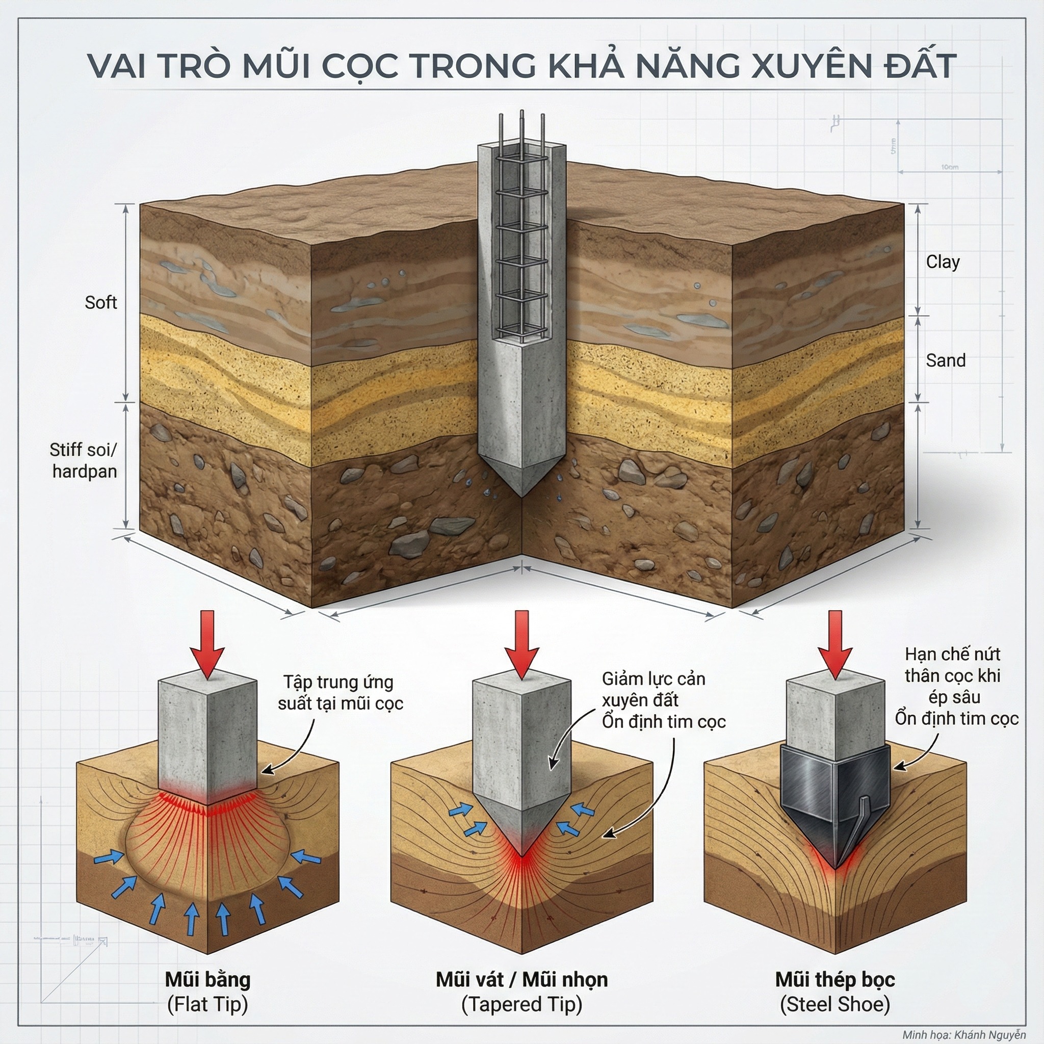Mũi cọc bê tông và 4 dấu hiệu cọc lỗi phải loại bỏ ngay trước khi ép cọc 5 vai tro cua mui coc