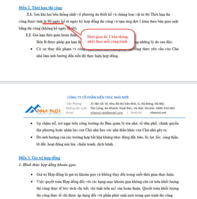 Thời gian thi công trong hợp đồng xây thô Thời gian thi công trong hợp đồng xây thô