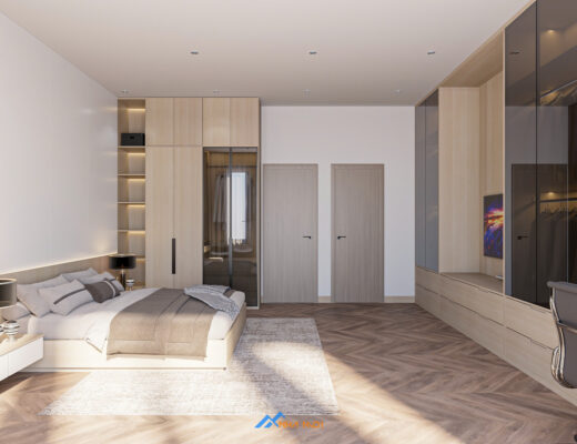 Thiết kế phòng ngủ master hiện đại - Tầng 2 nhà phố 3 tầng Bắc Giang