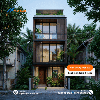 nhà 3 tầng hiện đại mặt tiền 3-4m