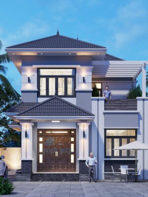 Mẫu Thiết Kế Nhà Mái Nhật 2 Tầng