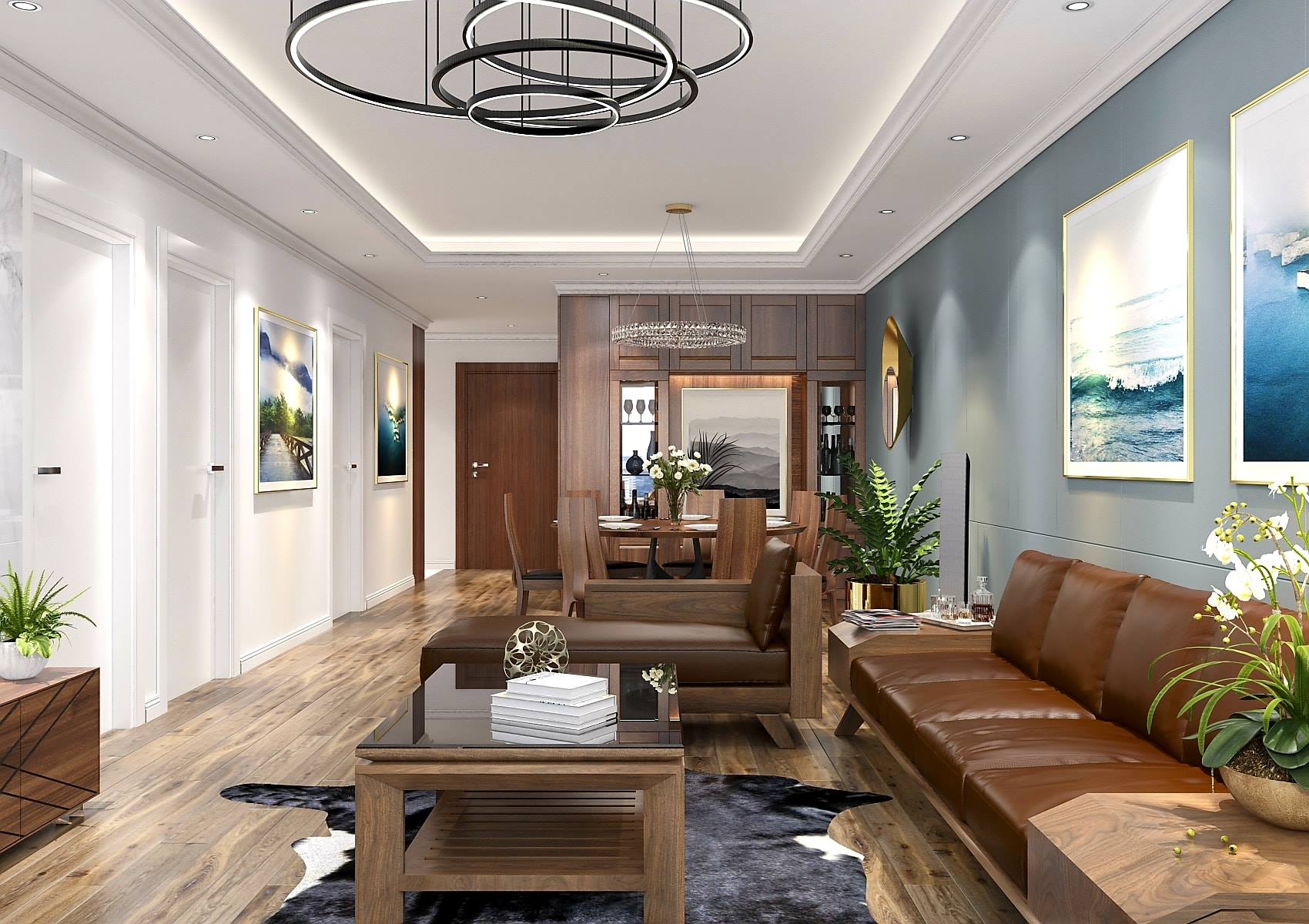 Thiết kế nội thất chung cư 100m2 hiện đại | Gỗ sồi Mỹ cao cấp