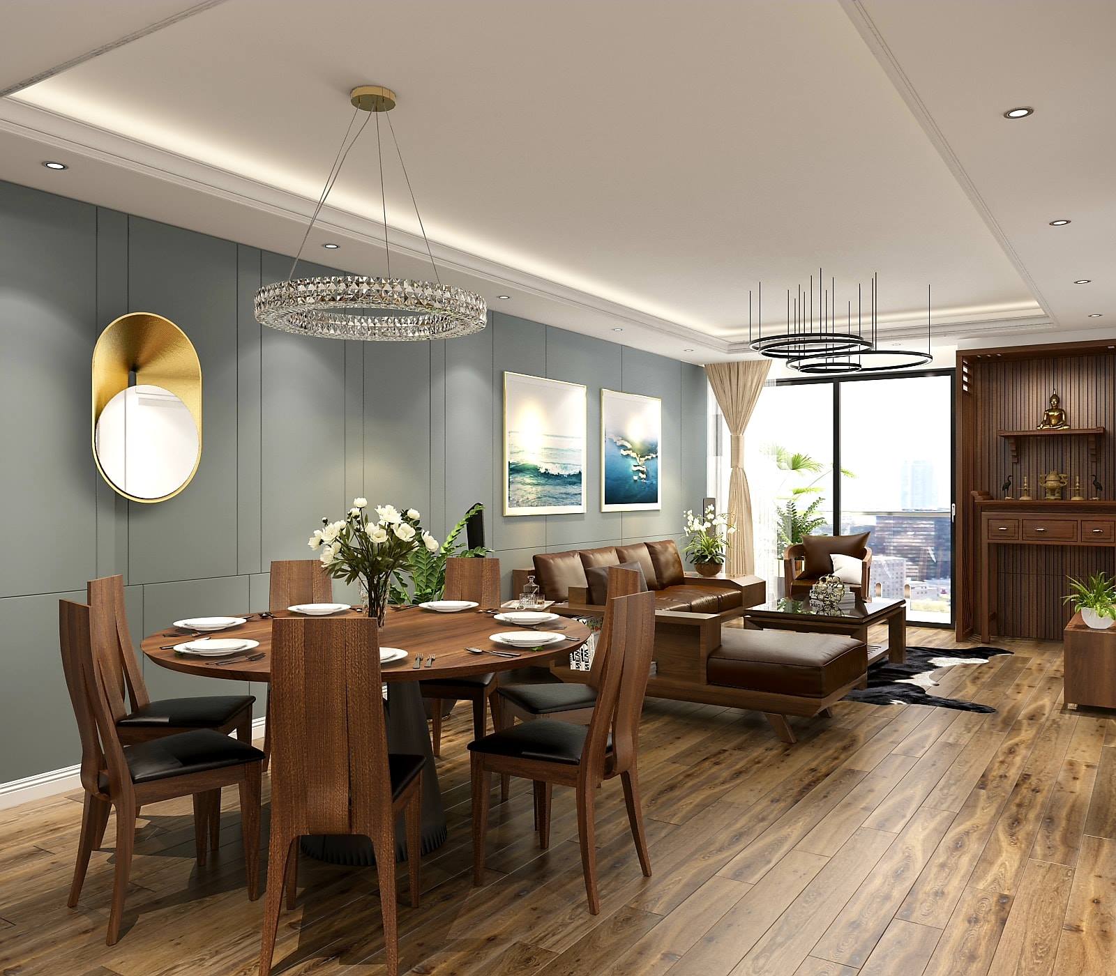 Thiết kế nội thất chung cư 100m2 hiện đại | Gỗ sồi Mỹ cao cấp - Ảnh 12