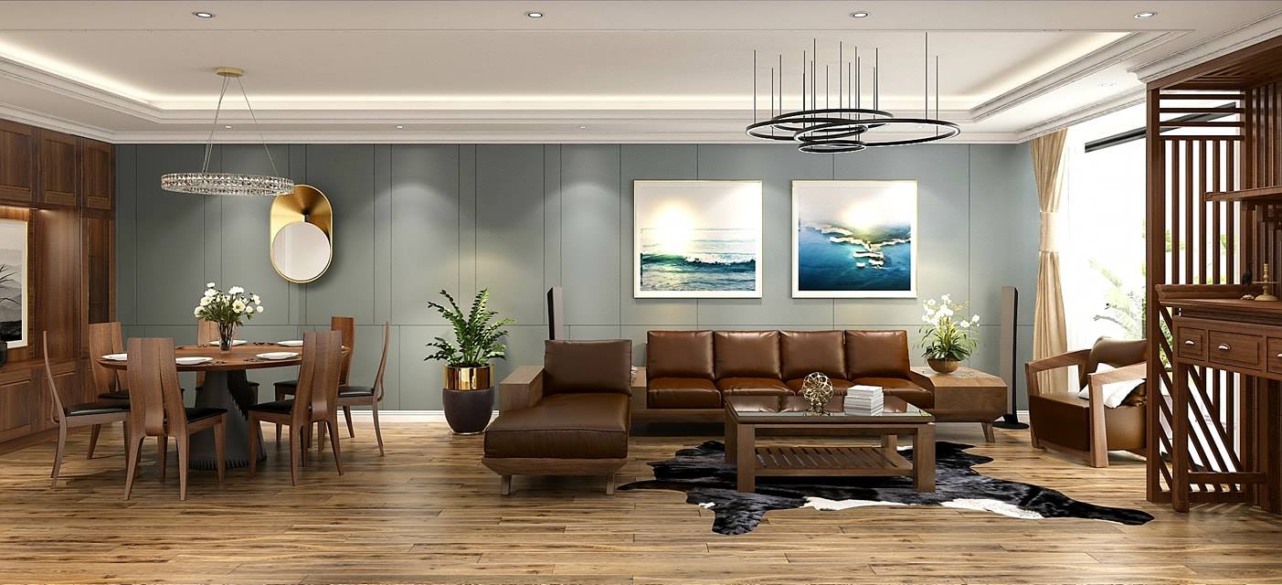 Thiết kế nội thất chung cư 100m2 hiện đại | Gỗ sồi Mỹ cao cấp - Ảnh 3