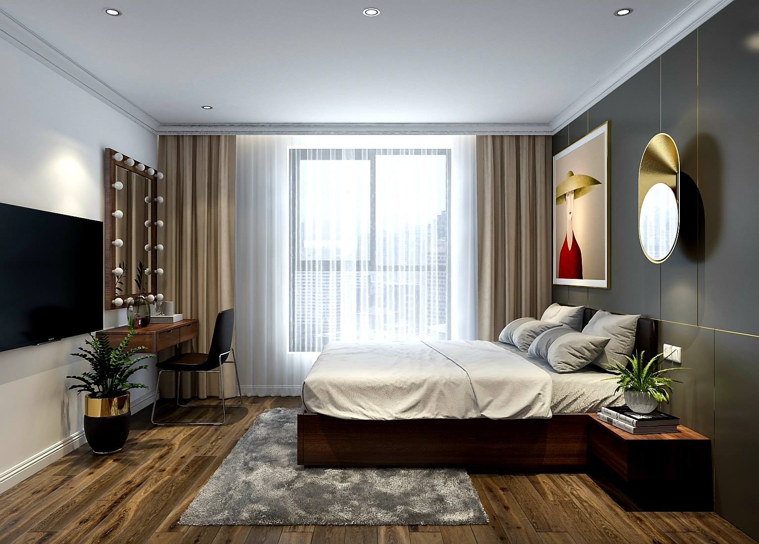 Thiết kế nội thất chung cư 100m2 hiện đại | Gỗ sồi Mỹ cao cấp - Ảnh 4
