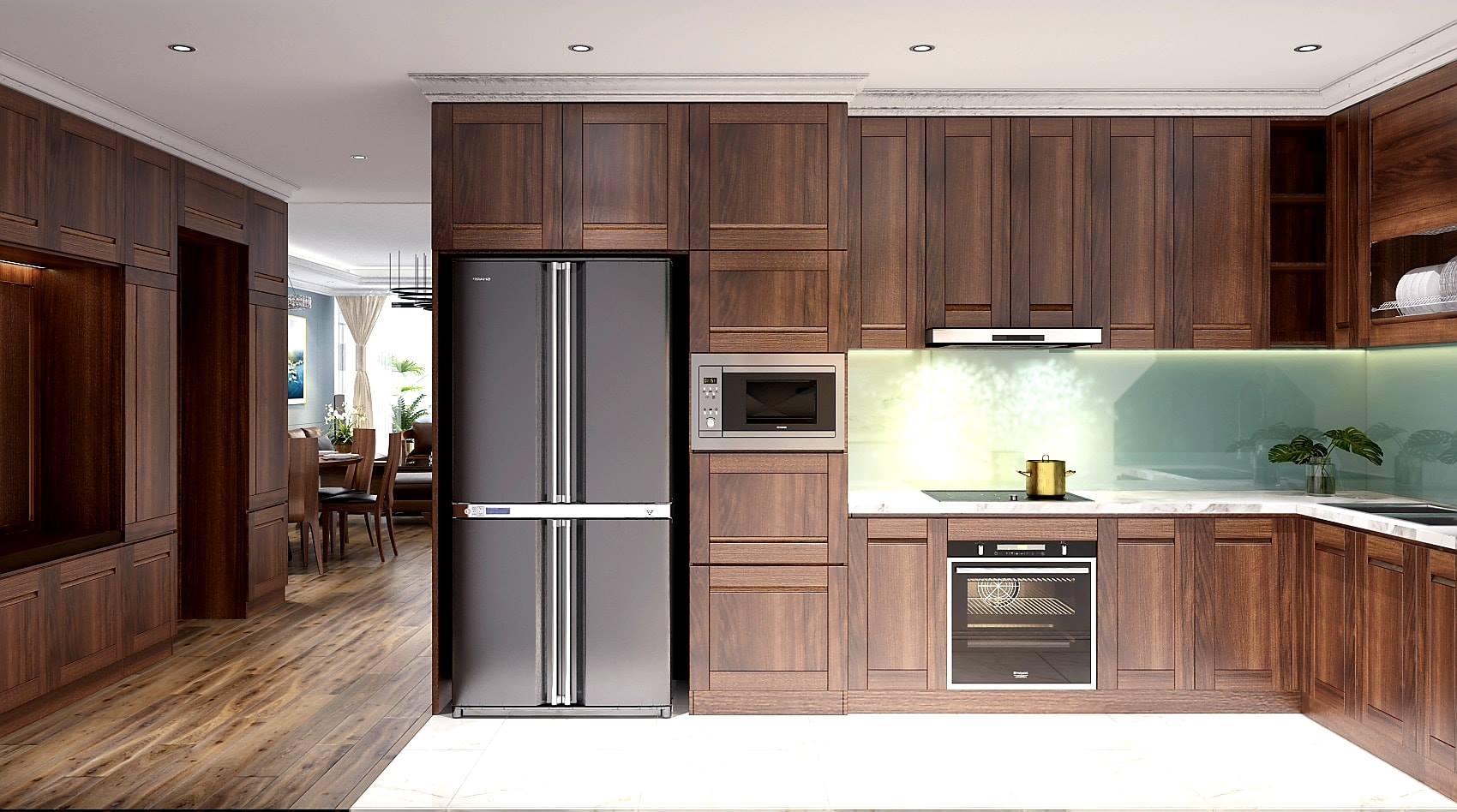 Thiết kế nội thất chung cư 100m2 hiện đại | Gỗ sồi Mỹ cao cấp - Ảnh 6