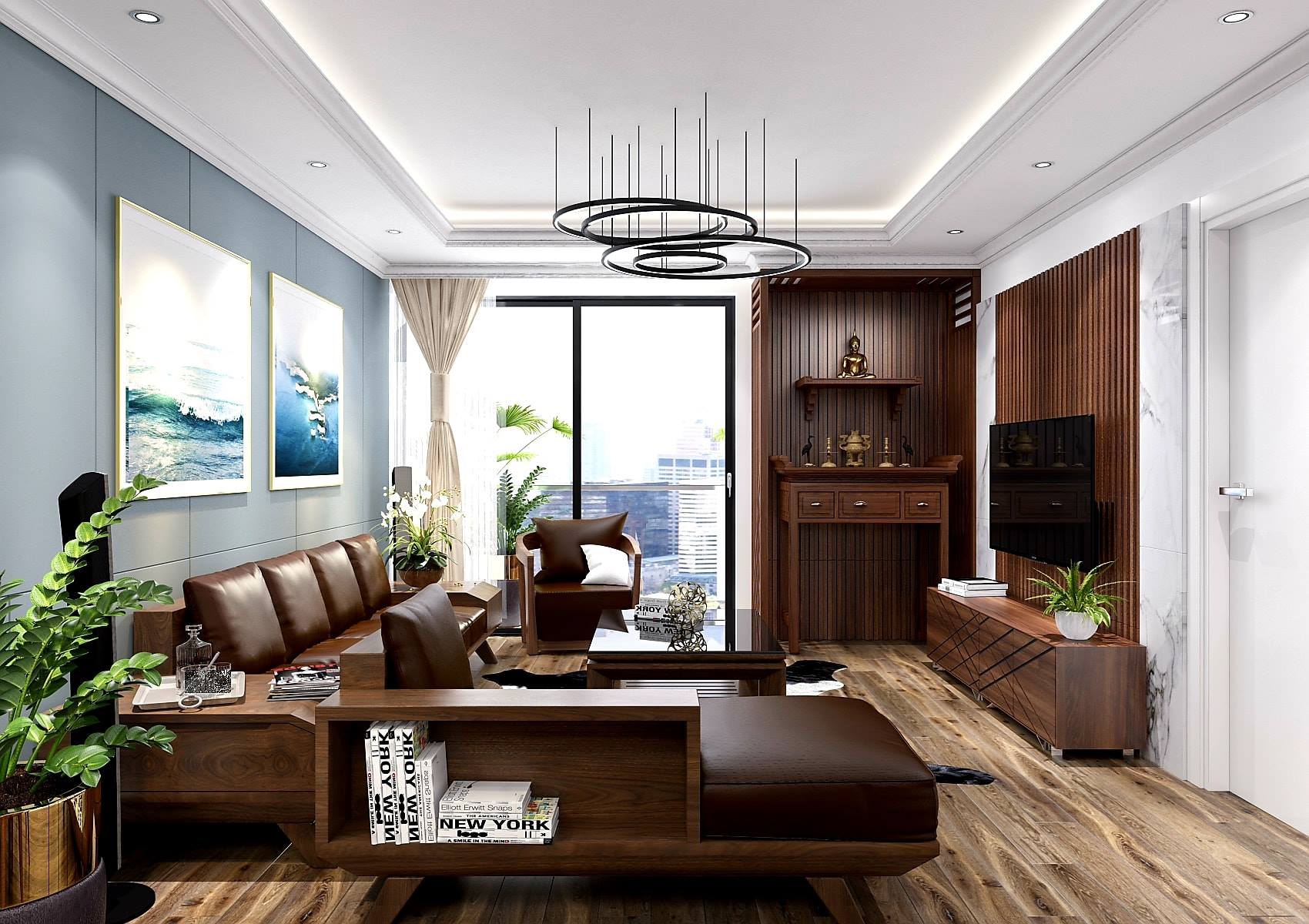 Thiết kế nội thất chung cư 100m2 hiện đại | Gỗ sồi Mỹ cao cấp - Ảnh 7