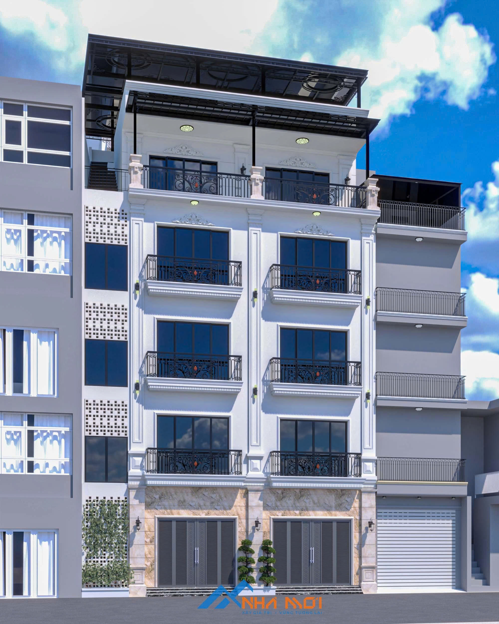 Mẫu Nhà ở cho thuê 18 phòng 5 tầng 1 tum tại Lĩnh Nam