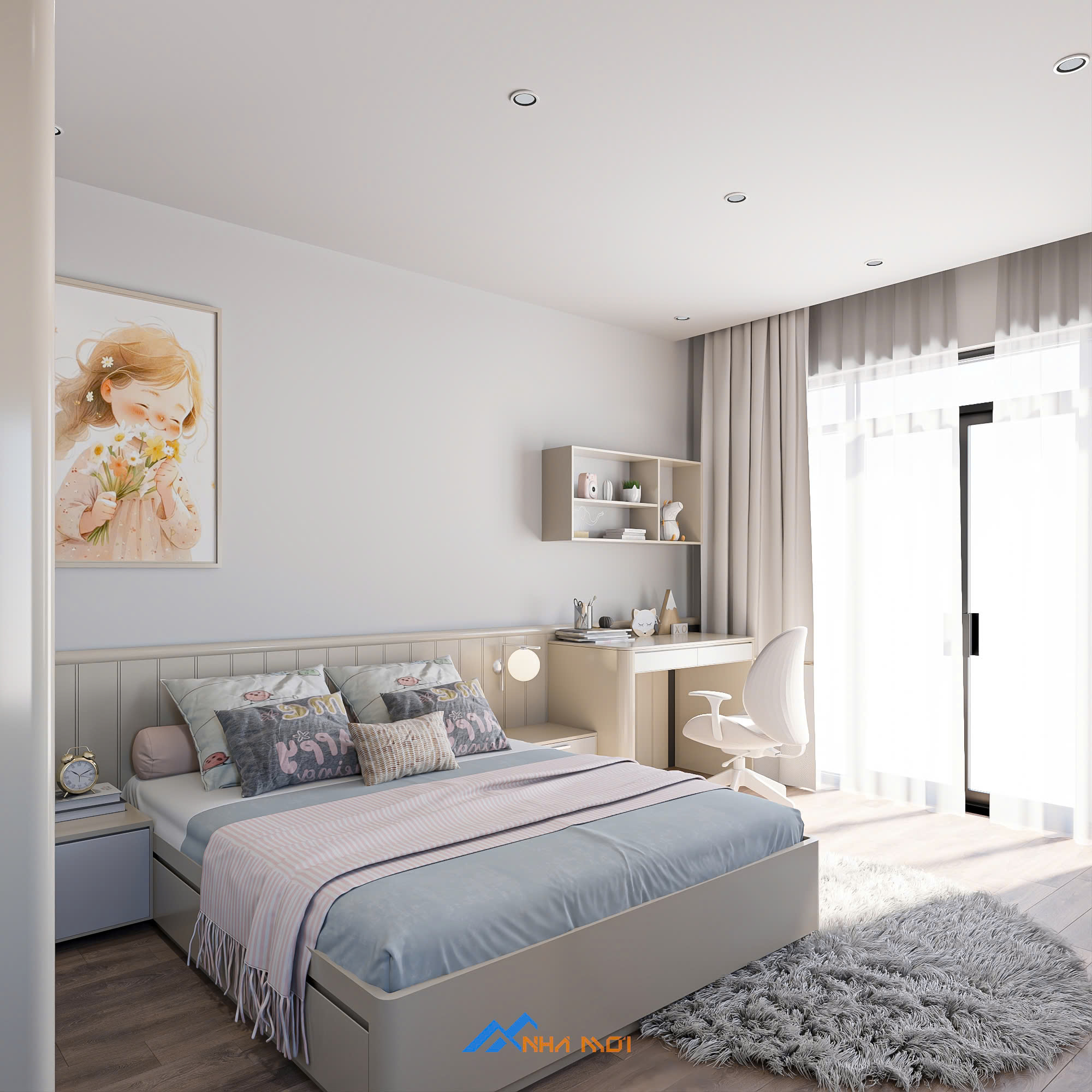 THIẾT KẾ PHÒNG NGỦ CON TRAI CON GÁI - NHÀ PHỐ 3 TẦNG - ANH TUẤN BẮC GIANG - Ảnh 4